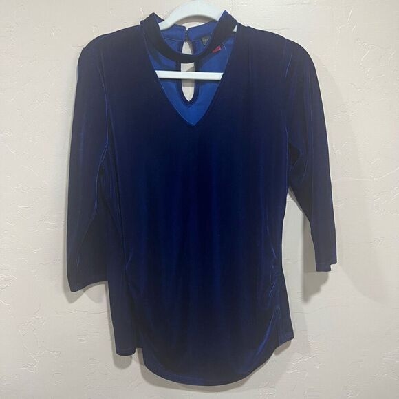 Vince Camuto Blue Velvet Blouse - Picture 1 of 8